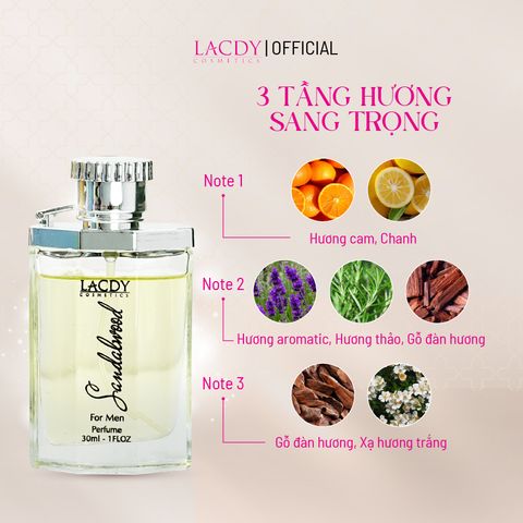  Nước hoa nam SANDALWOOD hương gỗ đàn hương (30ml) - Lacdy [Chính Hãng] 