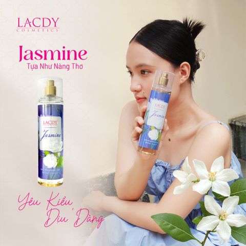  Body Mist JASMINE, xịt thơm nữ hương hoa lài Ả Rập thơm dịu (250ml) - Lacdy [Chính Hãng] 