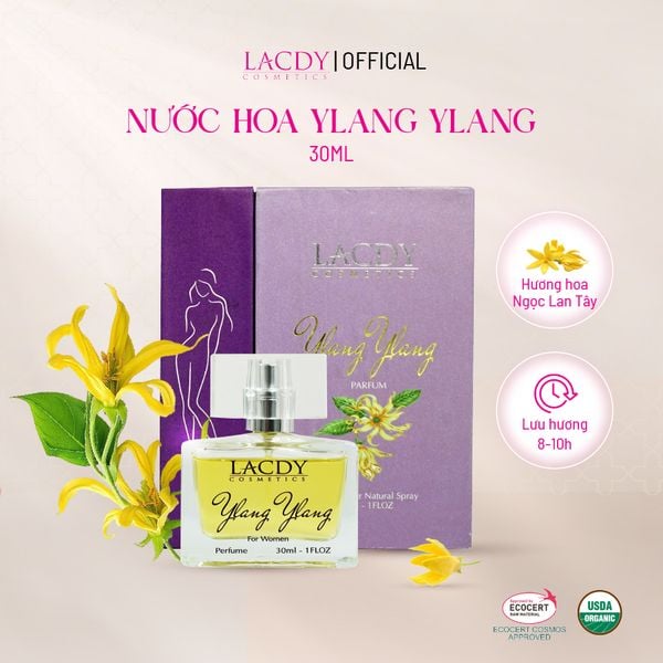  Nước hoa nữ YLANG YLANG hương hoa ngọc lan tây cao cấp (30ml) - Lacdy [Chính Hãng] 