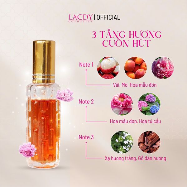  Nước hoa mini PEONY hương hoa mẫu đơn ngọt ngào (10ml) - Lacdy [Chính Hãng] 