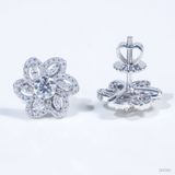  Bông tai Bông hoa hạt thóc chốt ren ổ 4,5mm Bạc S925 xi kim Chủ Mois Round D tấm mois  SEE083 