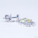  Bông tai thả chốt ren ổ chữ nhật 6x8mm Bạc S925 xi kim Chủ Nam phi Radiant Light Yellow tấm cz  SEE148 