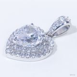  Mặt dây Double halo ổ heart 9mm Bạc S925 xi kim Chủ Nam phi Heart D tấm cz  SPE152 