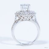  Nhẫn nữ Halo hoa  ổ 7,2mm Bạc S925 xi kim Chủ Mois Round D tấm mois  SRE016 