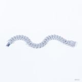  Lắc tay Cuban Bản 12mm Bạc S925 xi kim Không chủ  tấm cz Dài 18cm SBE021 