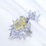  Mặt dây Royal ổ chữ nhật 8x10mm Bạc S925 xi kim Chủ Nam phi Radiant Light Yellow tấm cz  SPE148 