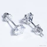  Bông tai 6 chấu chốt ren ổ 6.3mm Bạc S925 xi kim Chủ Mois Round Portuguese D không tấm  SEE073 