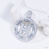  S925 Mặt dây Chữ H khung halo tròn  không chủ  tấm mois  SPE100.N.m 