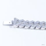  Lắc tay Cuban Bản 12mm Bạc S925 xi kim Không chủ  tấm cz Dài 18cm SBE021 