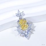  Mặt dây Royal ổ chữ nhật 8x10mm Bạc S925 xi kim Chủ Nam phi Radiant Light Yellow tấm cz  SPE148 