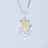  Mặt dây Royal ổ chữ nhật 8x10mm Bạc S925 xi kim Chủ Nam phi Radiant Light Yellow tấm cz  SPE148 