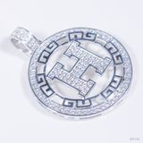  S925 Mặt dây Chữ H khung halo tròn  không chủ  tấm mois  SPE100.N.m 