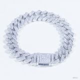  Lắc tay Cuban Bản 12mm Bạc S925 xi kim Không chủ  tấm cz Dài 18cm SBE021 