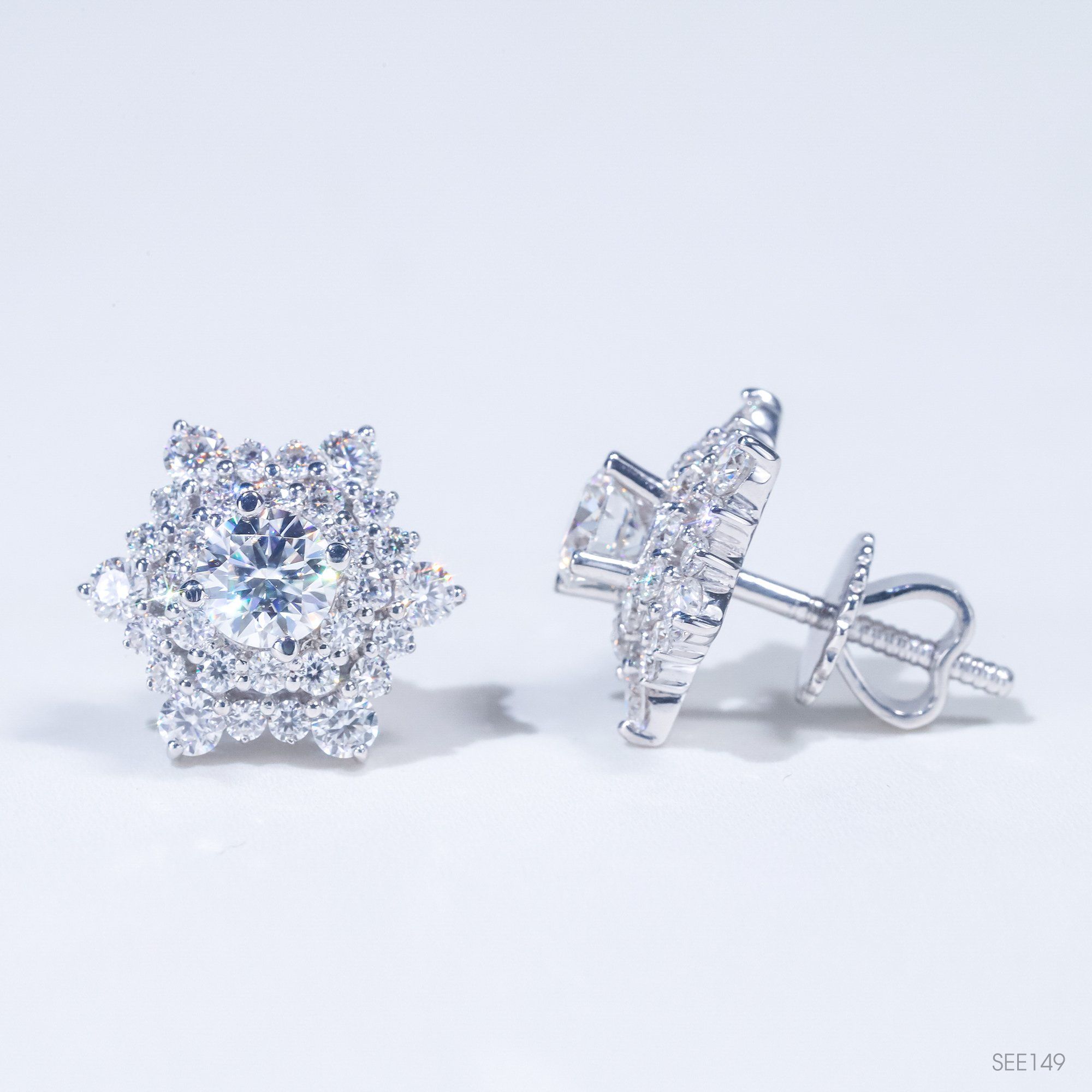  S925 Bông tai  Ổ 5mm Chủ Mois Round D Tấm mois  SEE149.m1.m 