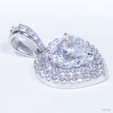  Mặt dây Double halo ổ heart 9mm Bạc S925 xi kim Chủ Nam phi Heart D tấm cz  SPE152 