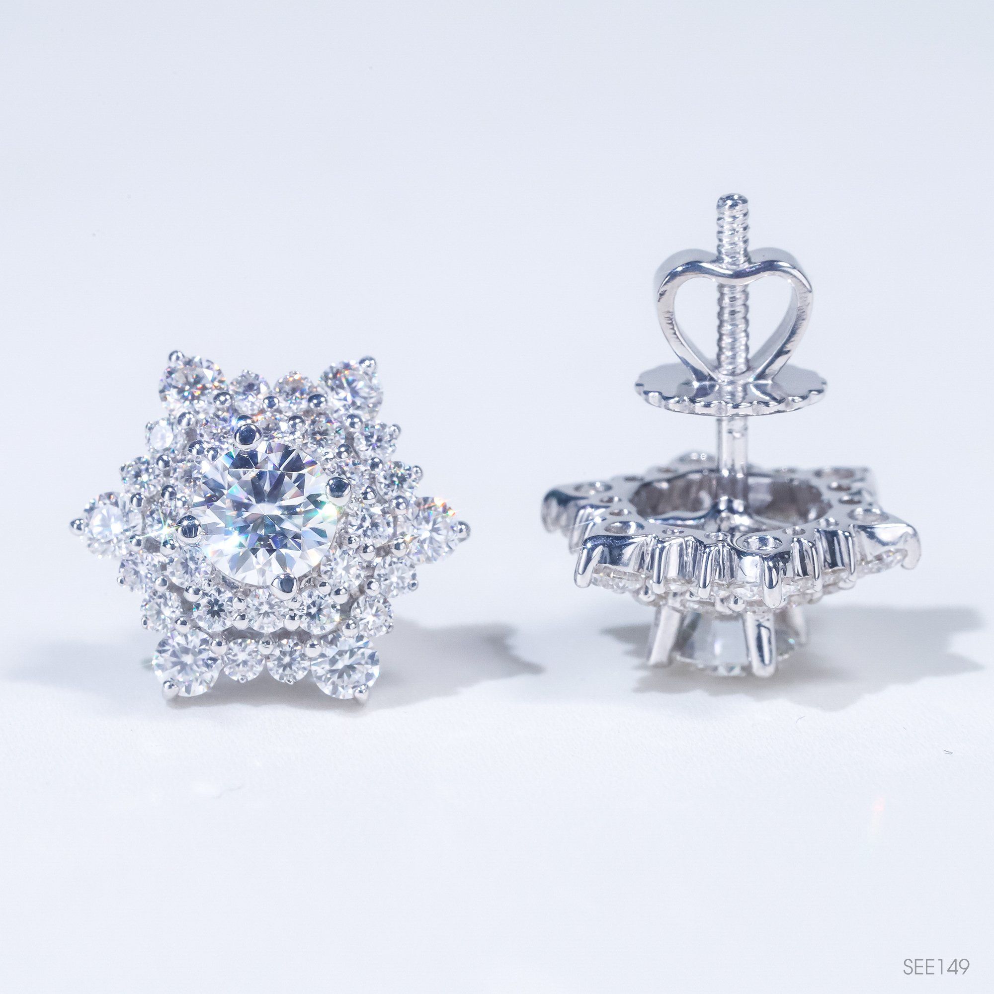  S925 Bông tai  Ổ 5mm Chủ Mois Round D Tấm mois  SEE149.m1.m 