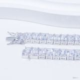  Lắc tay Tennis ổ chữ nhật 4x6mm Bạc S925 xi kim Chủ CZ Emerald D không tấm Dài 15.2cm SBE017 