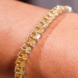  Lắc tay Tennis ổ chữ nhật 4x6mm Bạc S925 xi kim Chủ Nam phi Radiant Light Yellow không tấm Dài 15,2cm SBE017 