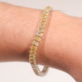  Lắc tay Tennis ổ chữ nhật 4x6mm Bạc S925 xi kim Chủ Nam phi Radiant Light Yellow không tấm Dài 15,2cm SBE017 