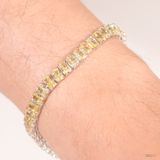  Lắc tay Tennis ổ chữ nhật 4x6mm Bạc S925 xi kim Chủ Nam phi Radiant Light Yellow không tấm Dài 15,2cm SBE017 