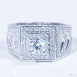  Nhẫn nam Vertu bản thường ổ 6,3mm Bạc S925 xi kim Chủ Mois Round D tấm mois SRM112 