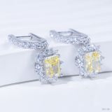  Bông tai thả chốt bật ổ chữ nhật 5x7mm Bạc S925 xi kim Chủ Nam phi Radiant D tấm cz SEE140 