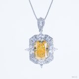  Mặt dây halo baguette ổ chữ nhật 10x14mm Bạc S925 xi kim chủ nam phi cushion light yellow tấm cz SPE157 