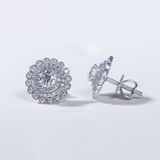  S925 Bông tai 3 vòng Halo chốt ren Ổ 4,5mm Chủ Mois Round D tấm mois  SEE078.M1.m 