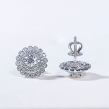  S925 Bông tai 3 vòng Halo chốt ren Ổ 4,5mm Chủ Mois Round D tấm mois  SEE078.M1.m 