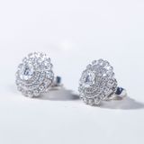  S925 Bông tai 3 vòng Halo chốt ren Ổ 4,5mm Chủ Mois Round D tấm mois  SEE078.M1.m 