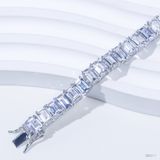  Lắc tay Tennis ổ chữ nhật 4x6mm Bạc S925 xi kim Chủ CZ Emerald D không tấm  SBE017 
