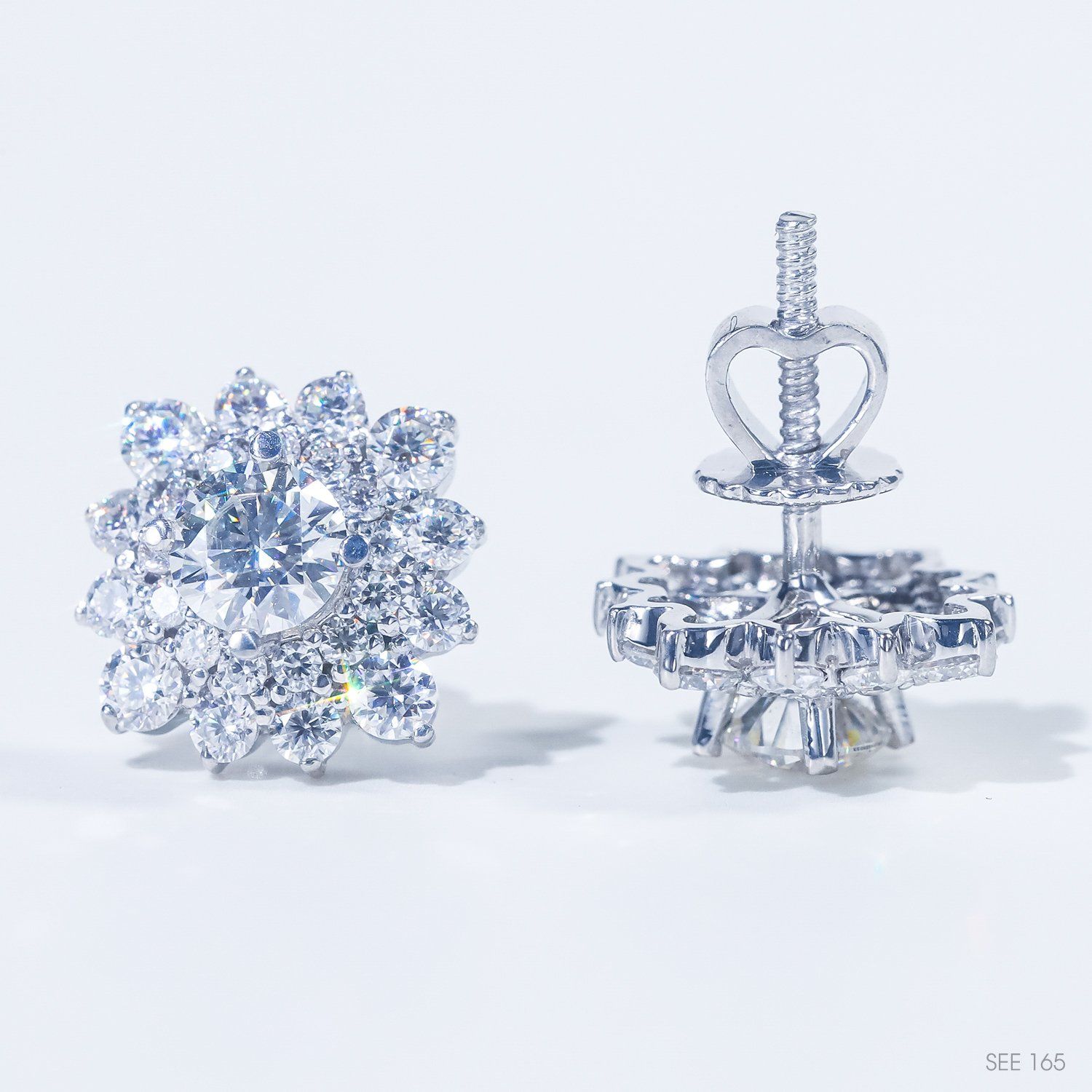  Bông tai  ổ 6mm Bạc S925 xi kim Chủ Mois Round D tấm mois  SEE165 