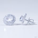  Bông tai ổ 6x8mm bạc S925 xi kim chủ nam phi oval D tấm cz SEE179 