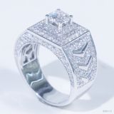  Nhẫn nam Vertu bản thường ổ 6,3mm Bạc S925 xi kim Chủ Mois Round D tấm mois SRM112 