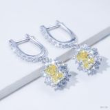  Bông tai thả chốt bật ổ chữ nhật 5x7mm Bạc S925 xi kim Chủ Nam phi Radiant D tấm cz SEE140 