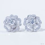  Bông tai Hoa 5 cánh chốt ren ổ 6,3mm Bạc S925 xi kim Chủ Mois Round D tấm cz  SEE154 