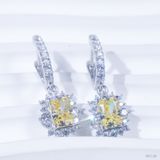  Bông tai thả chốt bật ổ chữ nhật 5x7mm Bạc S925 xi kim Chủ Nam phi Radiant D tấm cz SEE140 