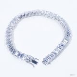  Lắc tay Tennis ổ chữ nhật 4x6mm Bạc S925 xi kim Chủ CZ Emerald D không tấm  SBE017 