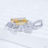  Mặt dây halo baguette ổ chữ nhật 10x14mm Bạc S925 xi kim chủ nam phi cushion light yellow tấm cz SPE157 