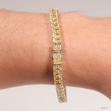  Lắc tay Tennis ổ chữ nhật 4x6mm Bạc S925 xi kim Chủ Nam phi Radiant Light Yellow không tấm Dài 15,2cm SBE017 