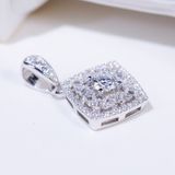  S925 Mặt dây Halo vuông baguette Ổ 5.4mm Chủ Mois Round D tấm mois  SPE011.M1.m 