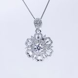  S925 Mặt dây Hoa đính baguette Ổ 6,3mm Chủ Mois Round D tấm mois  SPE092.M1.m 