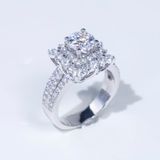  S925 Nhân nữ 2 vòng halo vuông Ổ 6,3mm Chủ Mois Round D tấm mois  SRE021.M1.m 