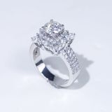  S925 Nhân nữ 2 vòng halo vuông Ổ 6,3mm Chủ Mois Round D tấm mois  SRE021.M1.m 