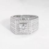  S925 Nhẫn nam Đai Baguette  Ổ 6,3mm Chủ Mois Round D tấm mois SRM102.M1.m 