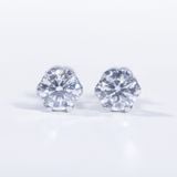  S925 Bông tai 6 chấu chốt ren Ổ 6.3mm Chủ Mois Round D không tấm  SEE073.M1.n 