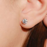  S925 Bông tai 6 chấu Ổ 5,4mm Chủ Mois Round D không tấm  SEE076.M1.n 