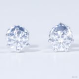  Bông tai 6 chấu chốt ren ổ 4,0mm Bạc S925 xi kim Chủ Mois Round D không tấm SEE103 