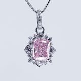  Mặt dây ổ chữ nhật 7x9mm Bạc S925 xi kim Chủ Nam phi Radiant Pink tấm cz SPE069 