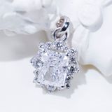  S925 Mặt dây Halo  Ổ 7x9mm Chủ Mois Emerald D tấm mois  SPE069.M10.m 